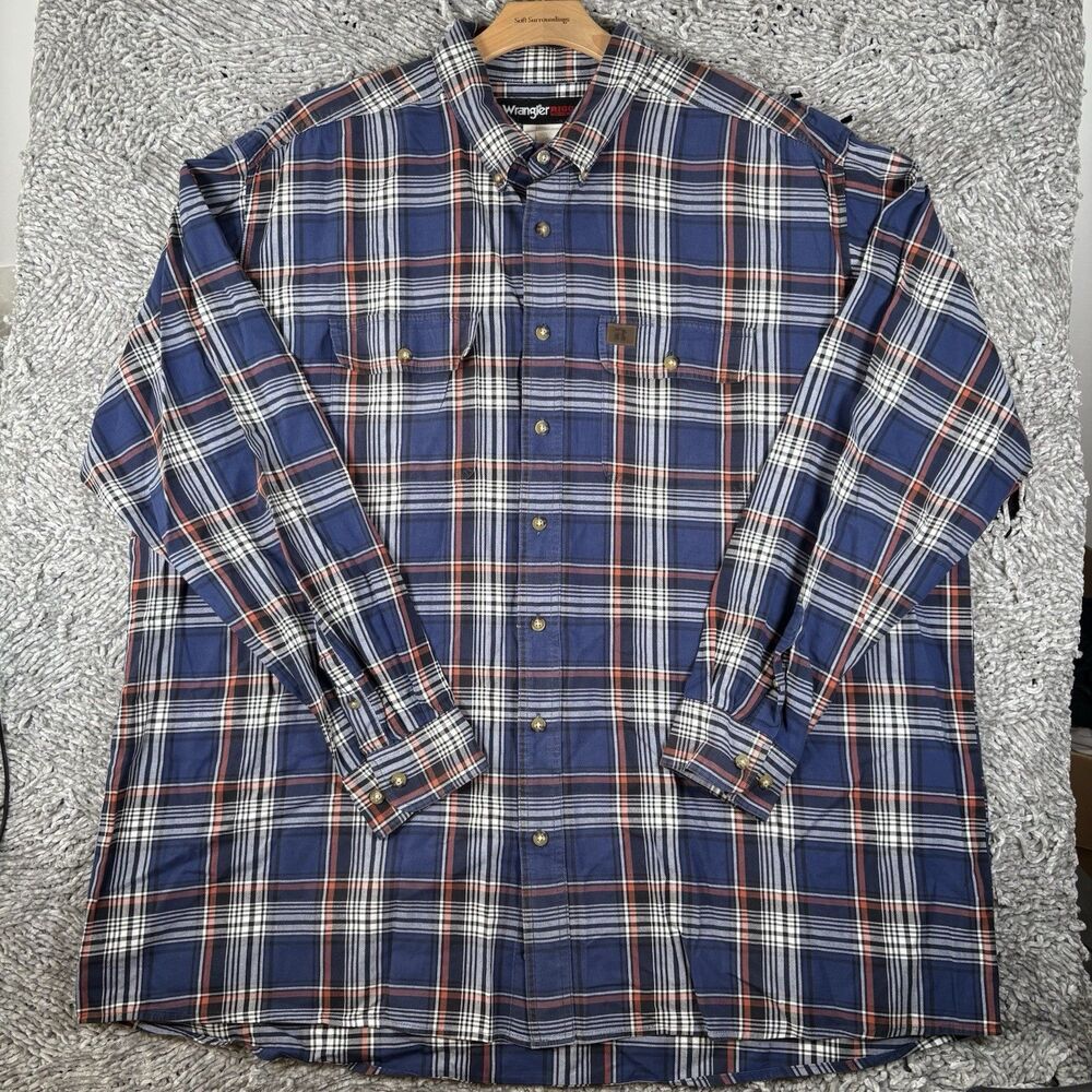 Wrangler Riggs Workwear Button Down Shirt Mens 3XLT (TALL) Workwear Pockets
